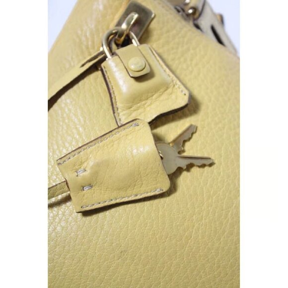 Vintage 90s Prada Yellow Grained Leather Hobo Satchel with Top Zip - Picture 7 of 9